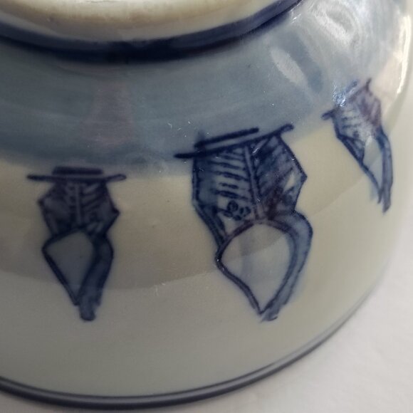 Ceramic Dutch Footed Serving Bowl Blue/White Windmill Design Holland Scene - Picture 11 of 12
